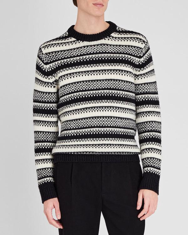 club monaco Textured Striped Crewneck Black Mix