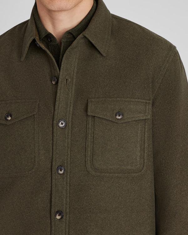 Club Monaco Textured Utility Shirt Jacket Olive