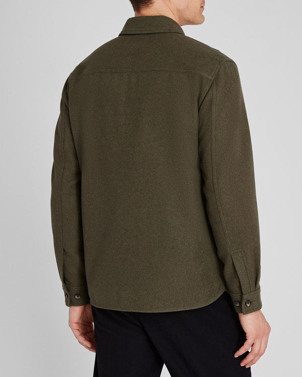 Club Monaco Textured Utility Shirt Jacket Olive