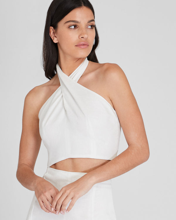 club monaco Tie Halter Top White
