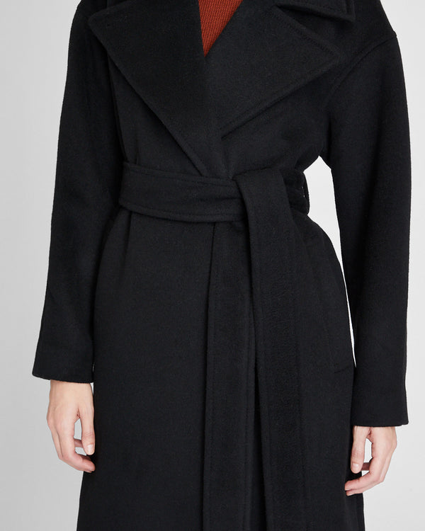 Club Monaco Tie Waist Wrap Coat Black