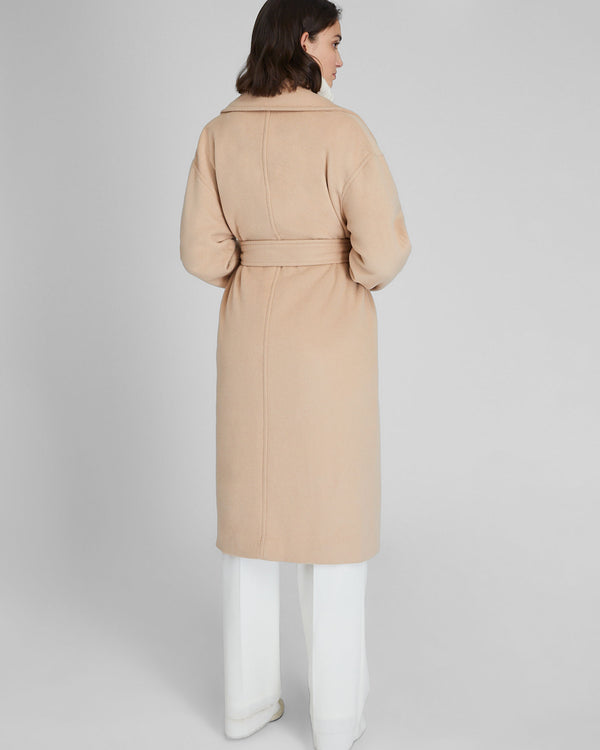 Club Monaco Tie Waist Wrap Coat Light Camel