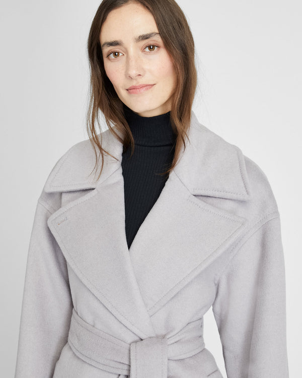 Club Monaco Tie Waist Wrap Coat Soft Lavender