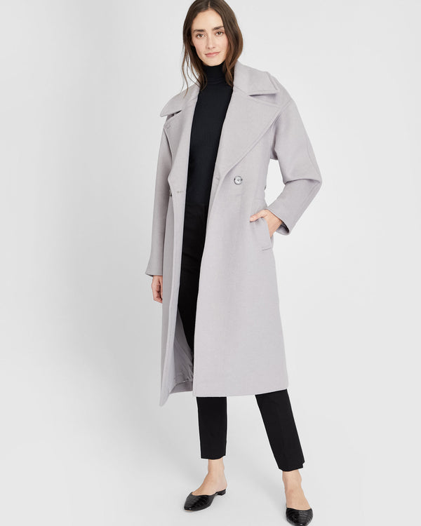 club monaco Tie Waist Wrap Coat Soft Lavender