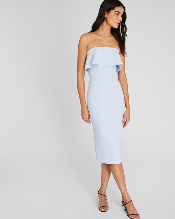 Club Monaco Tiered Overlay Tube Dress Light Blue