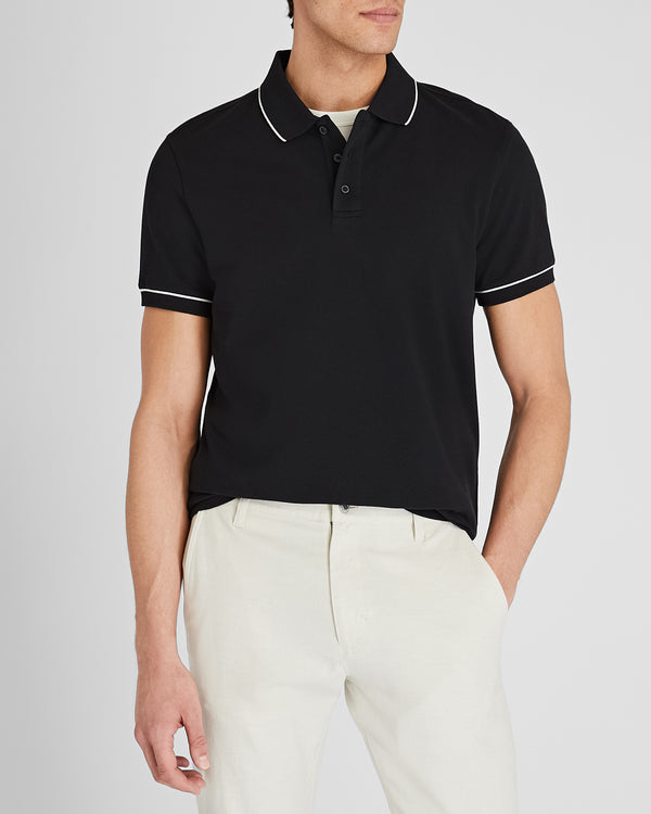 club monaco Tipped Piqué Polo Black