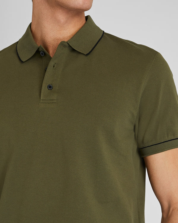 Club Monaco Tipped Piqué Polo Olive