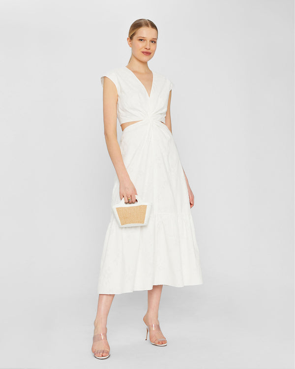 Club Monaco Twist Front Cut Out Maxi Dress White