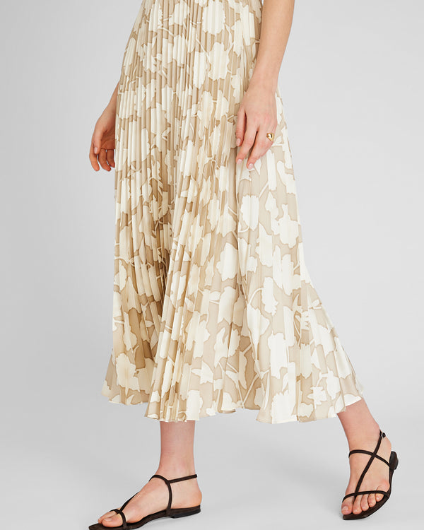 Club Monaco V-Neck Pleated Maxi Dress Cream Base