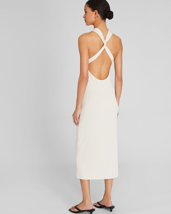 Club Monaco Variegated Rib Knit Dress Off White