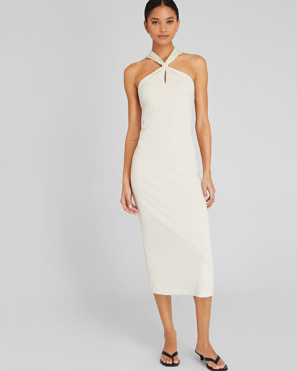club monaco Variegated Rib Knit Dress Off White
