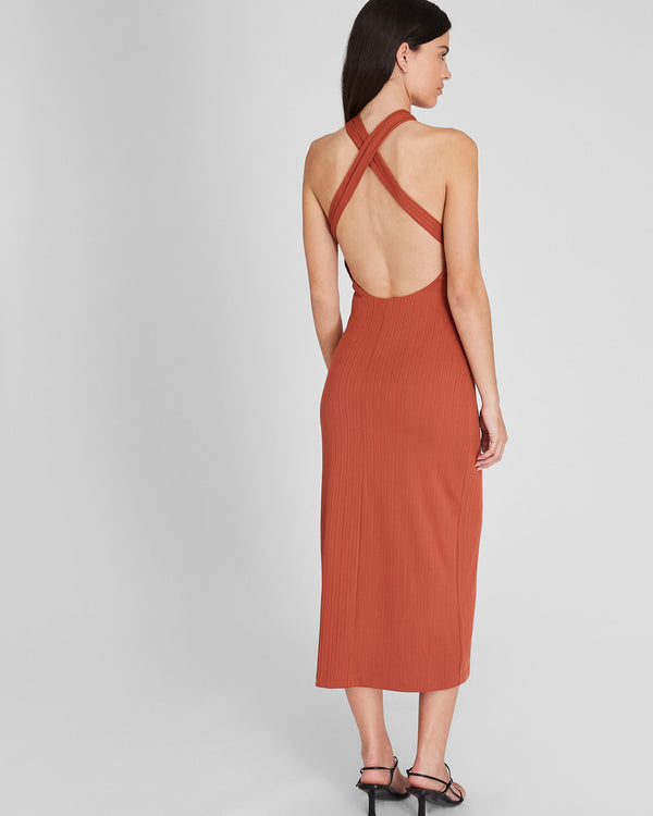 Club Monaco Variegated Rib Knit Dress Terracotta