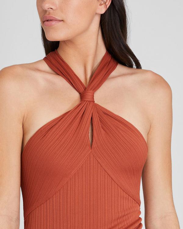 Club Monaco Variegated Rib Knit Dress Terracotta