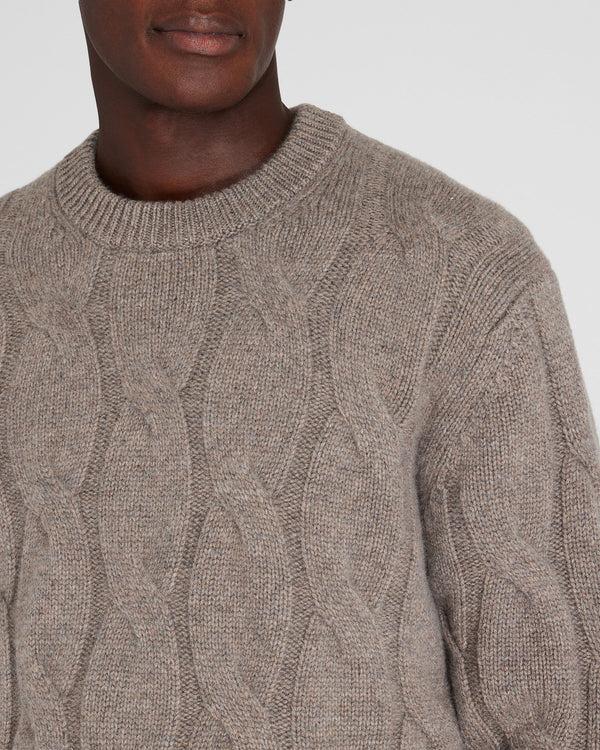 Club Monaco Wide Cable Cashmere Crewneck Taupe