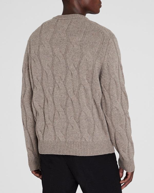 Club Monaco Wide Cable Cashmere Crewneck Taupe