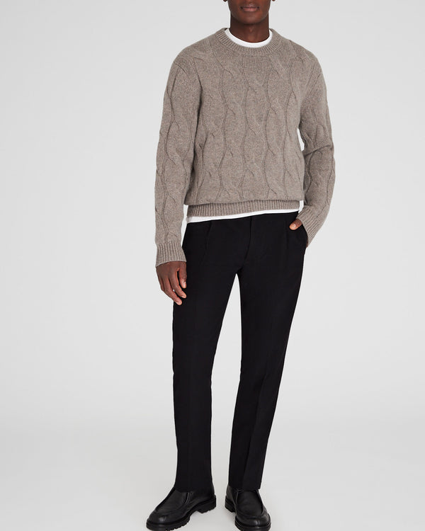 Club Monaco Wide Cable Cashmere Crewneck Taupe