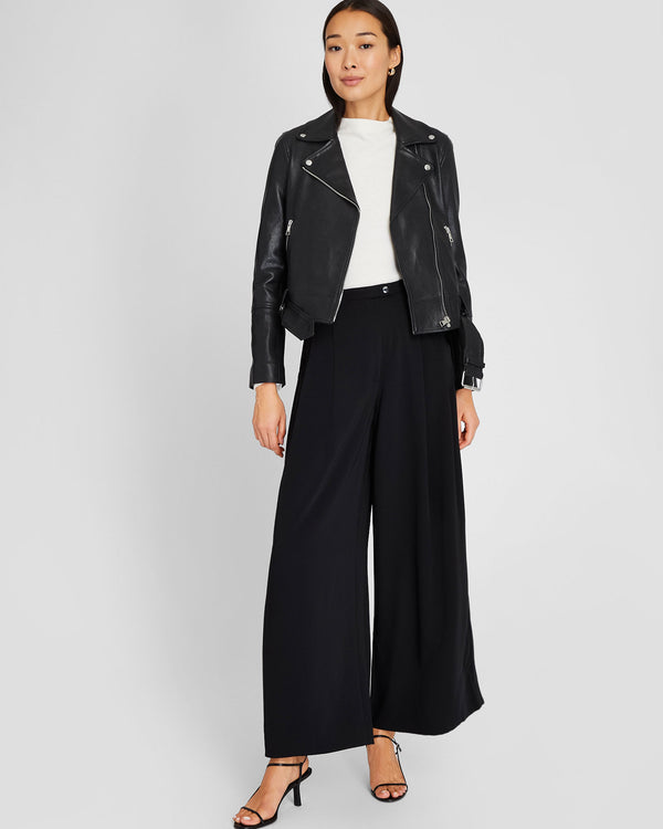 Club Monaco Wide Leg Crepe Trouser Black
