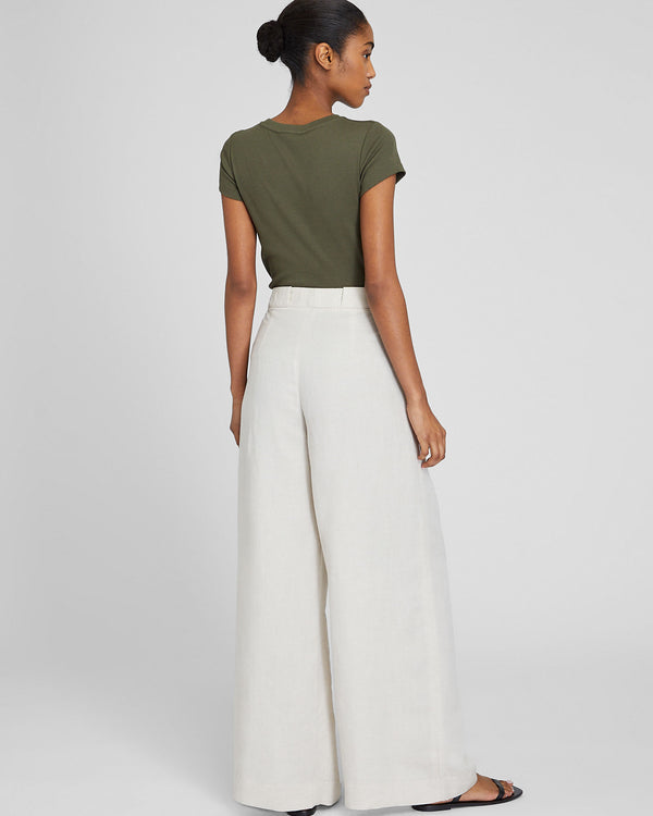 Club Monaco Wide Leg Linen Blend Trouser Flaxseed