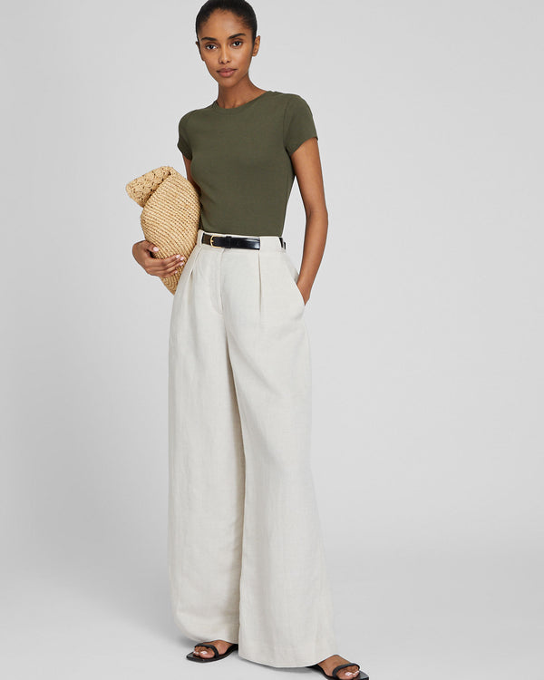 Club Monaco Wide Leg Linen Blend Trouser Flaxseed