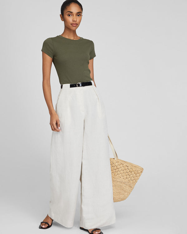 club monaco Wide Leg Linen Blend Trouser Flaxseed