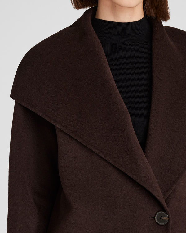 Club Monaco Wool-Blend Plush Robe Coat Chocolate