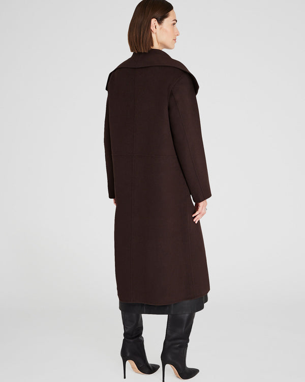 Club Monaco Wool-Blend Plush Robe Coat Chocolate