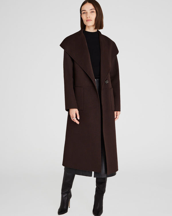 Club Monaco Wool-Blend Plush Robe Coat Chocolate