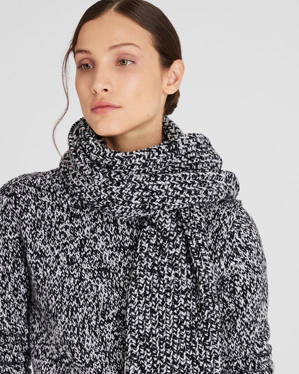 Club Monaco Wool Blend Ribbed-Knit Scarf Black