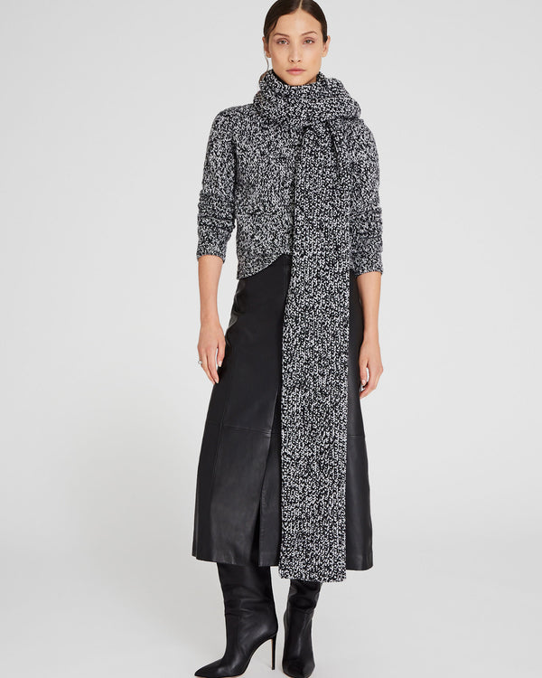 Club Monaco Wool Blend Ribbed-Knit Scarf Black