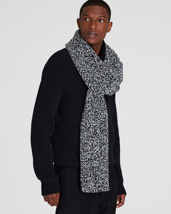 Club Monaco Wool Blend Ribbed-Knit Scarf Black