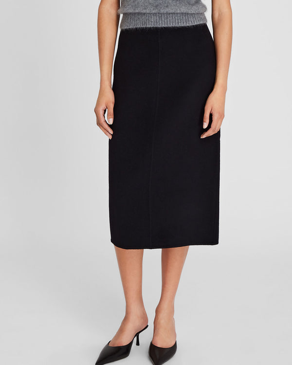 Club Monaco Wool Double-Faced Midi Skirt Black