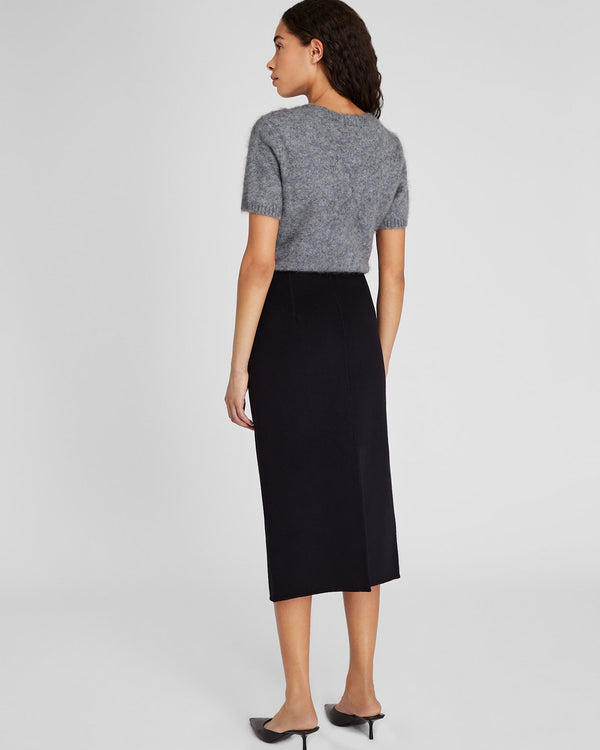 Club Monaco Wool Double-Faced Midi Skirt Black