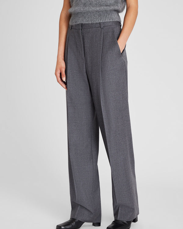 Club Monaco Wool Flannel Trouser Dark Grey Mix