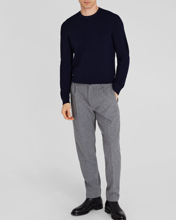 Club Monaco Wool Long-Sleeve Stitch Crew Navy