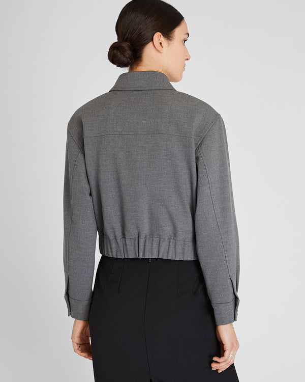 Club Monaco Zip-Front Blouson Jacket Dark Grey