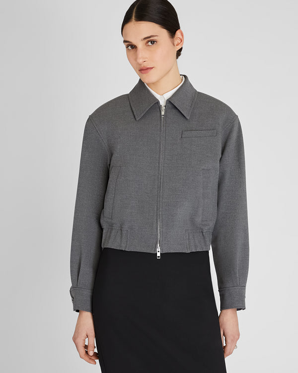 club monaco Zip-Front Blouson Jacket Dark Grey