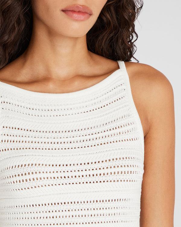 Club Monaco Cotton Open-Stitch Sleeveless Top Ivory