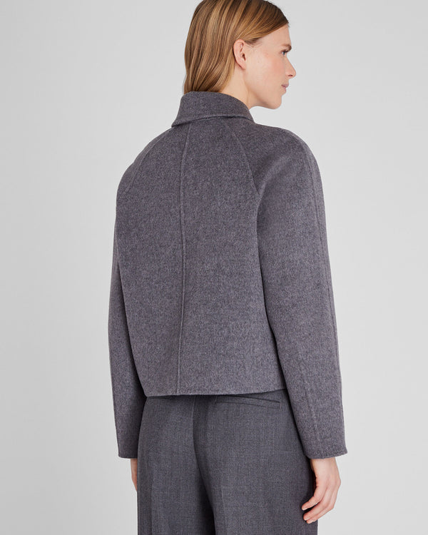 Club Monaco Cropped Double-Faced Wool Blend Jacket Med Grey Mix