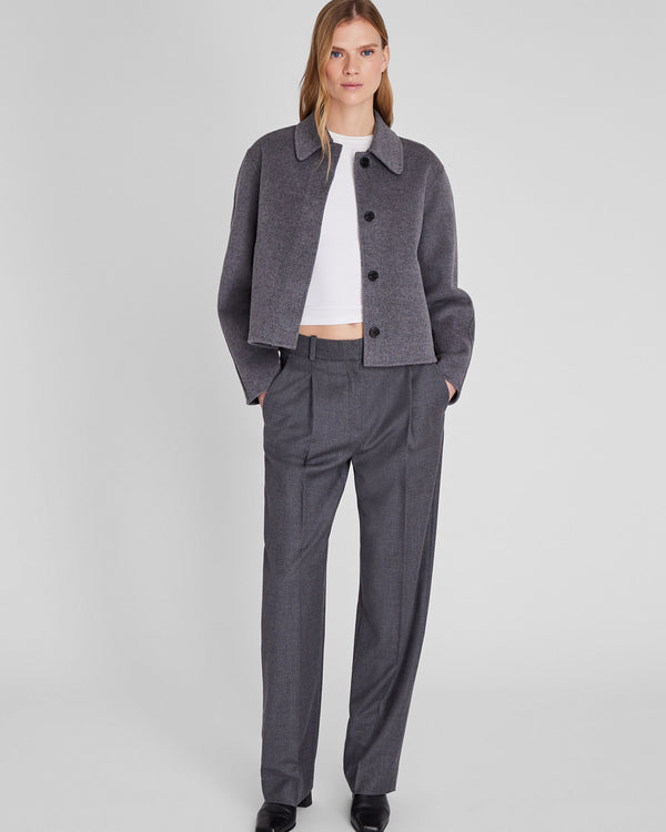 Club Monaco Cropped Double-Faced Wool Blend Jacket Med Grey Mix
