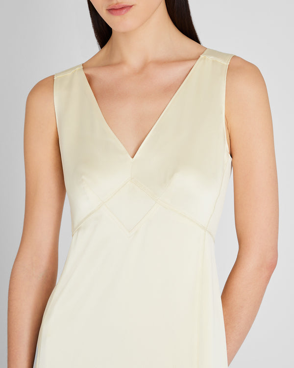 Club Monaco Deconstructed Satin Slip Midi Dress Pale Yellow