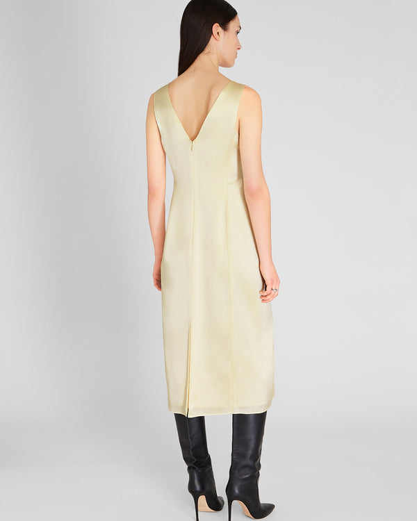 Club Monaco Deconstructed Satin Slip Midi Dress Pale Yellow