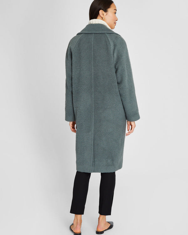 Club Monaco Double-Breasted Textured Relaxed Coat Fern Green