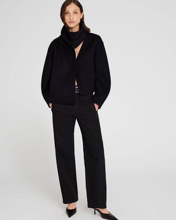 Club Monaco Double-Faced Cropped Scarf Jacket Black