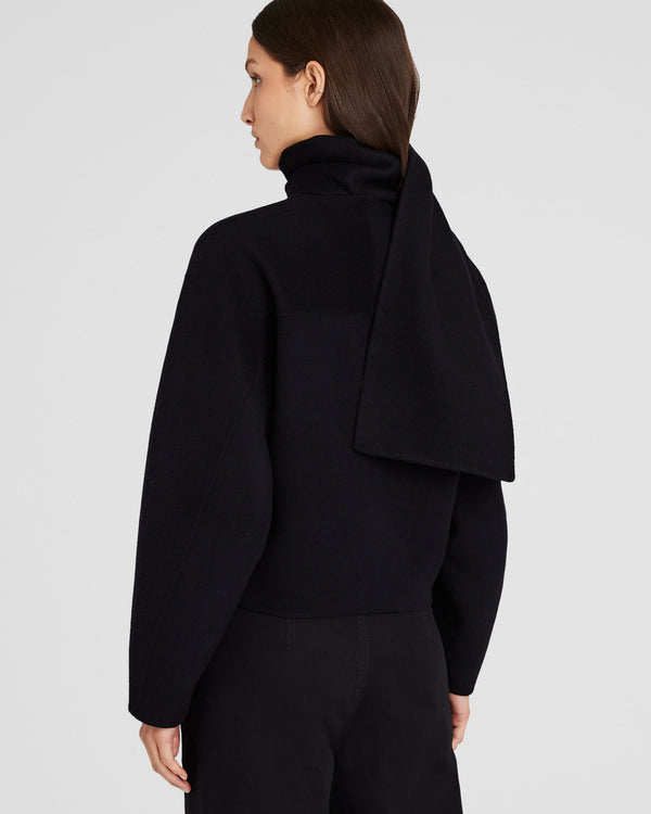 Club Monaco Double-Faced Cropped Scarf Jacket Black