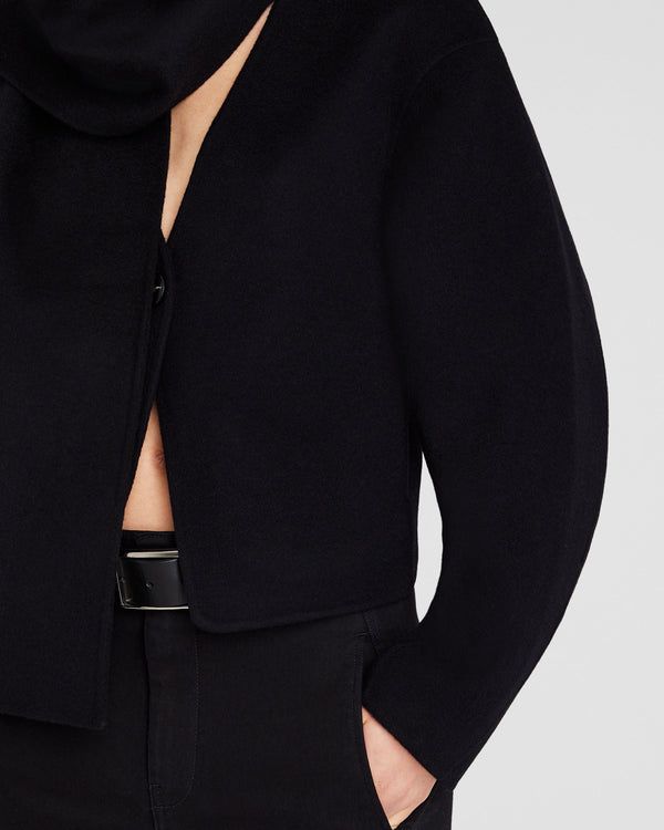 Club Monaco Double-Faced Cropped Scarf Jacket Black