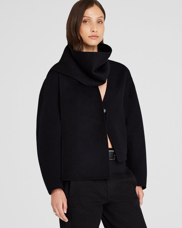 club monaco Double-Faced Cropped Scarf Jacket Black