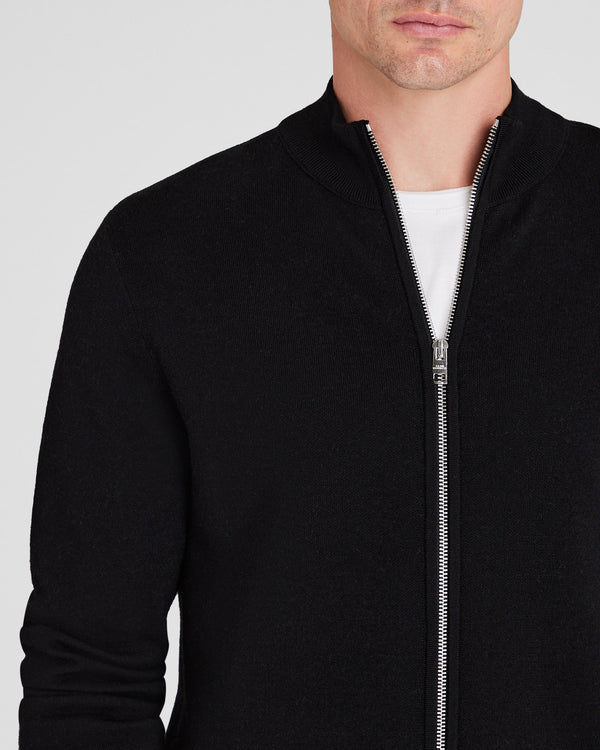 Club Monaco Double-Faced Merino Wool Full-Zip Sweater Black