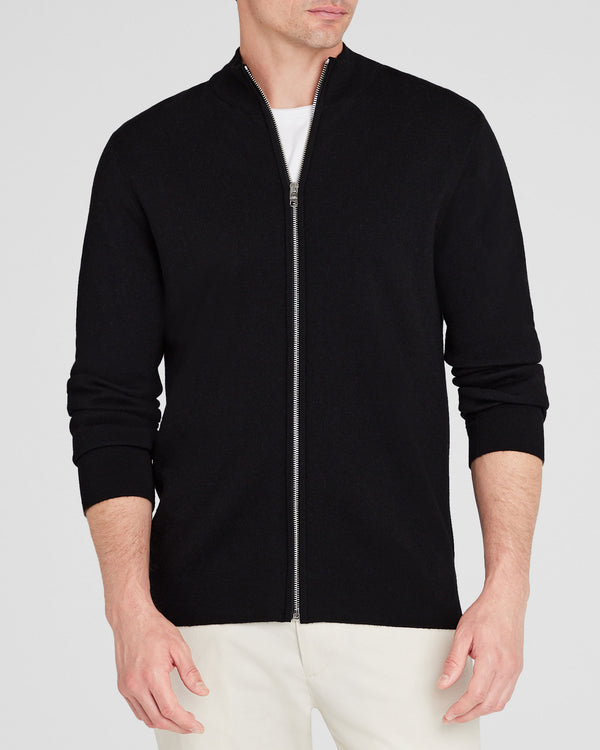 club monaco Double-Faced Merino Wool Full-Zip Sweater Black