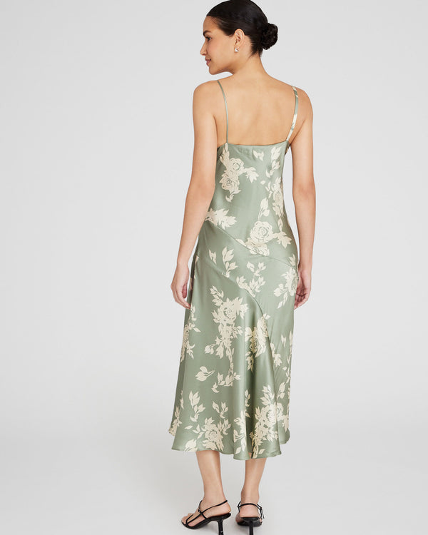 Club Monaco Drape Shoulder Silk Maxi Dress Sea Spray