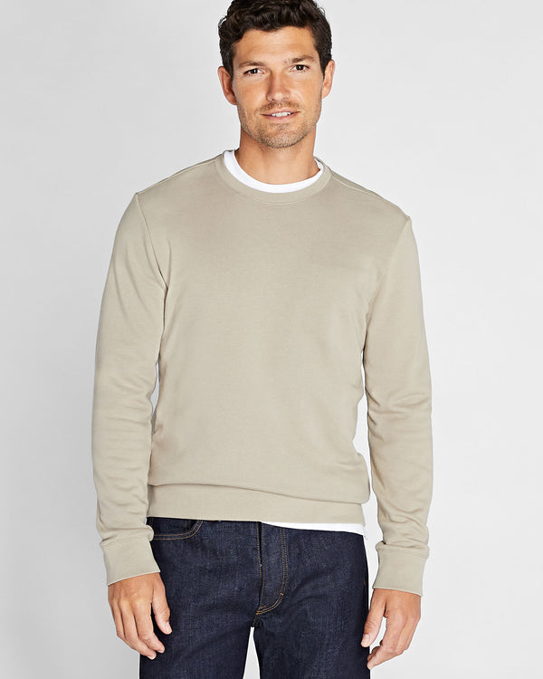 club monaco Essential Cotton Blend Crewneck Sweatshirt Beige